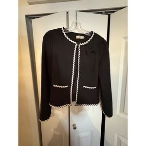 Korean Brand Rickrack Trim Bow Jacket – Girls XL (Fits Women's XS-S)